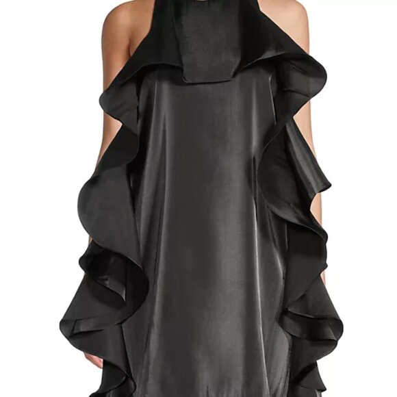 One33 Social Ruffle Shiny Chiffon Halter Minidress - Picture 2 of 6